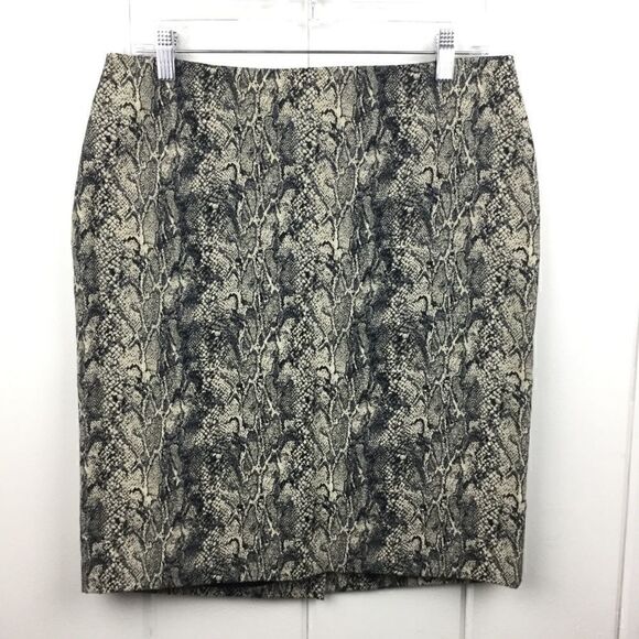 Talbot Snakeskin Skirt Pencil Career Cream & Black, Size 10P - Picture 1 of 11
